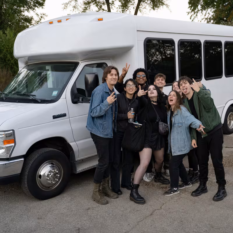 Black Mercedes Sprinter van staged for an Dallas Concert Transportation group