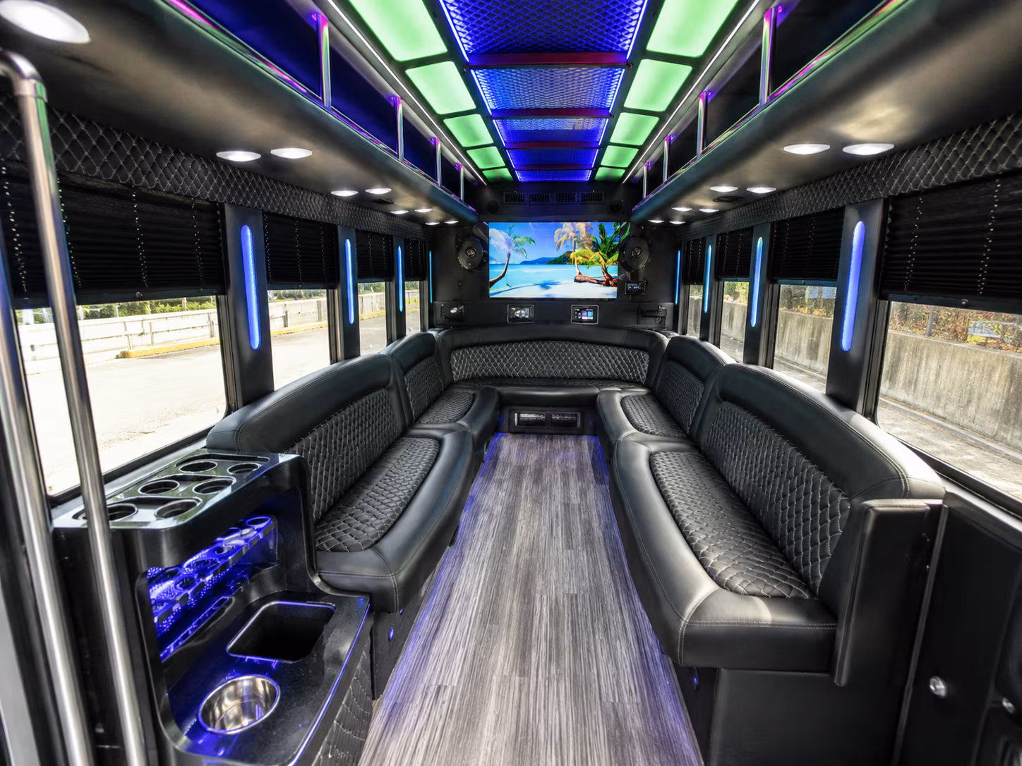 Dallas Bachelor & Bachelorette Transportation party bus interior