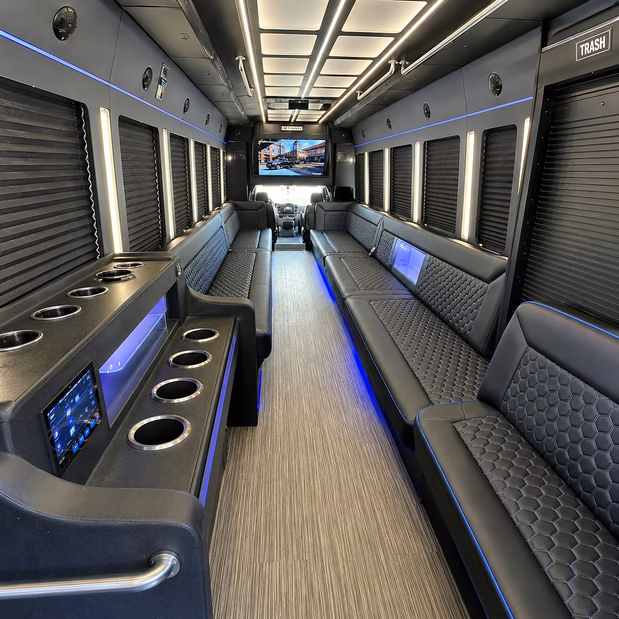 Dallas Private Event Transportation party bus interior