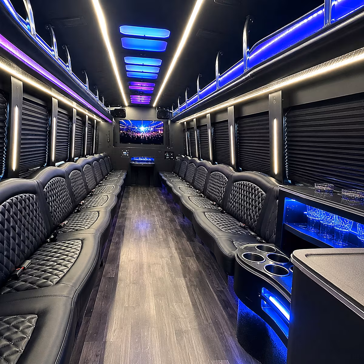 Dallas Wedding Transportation party bus interior