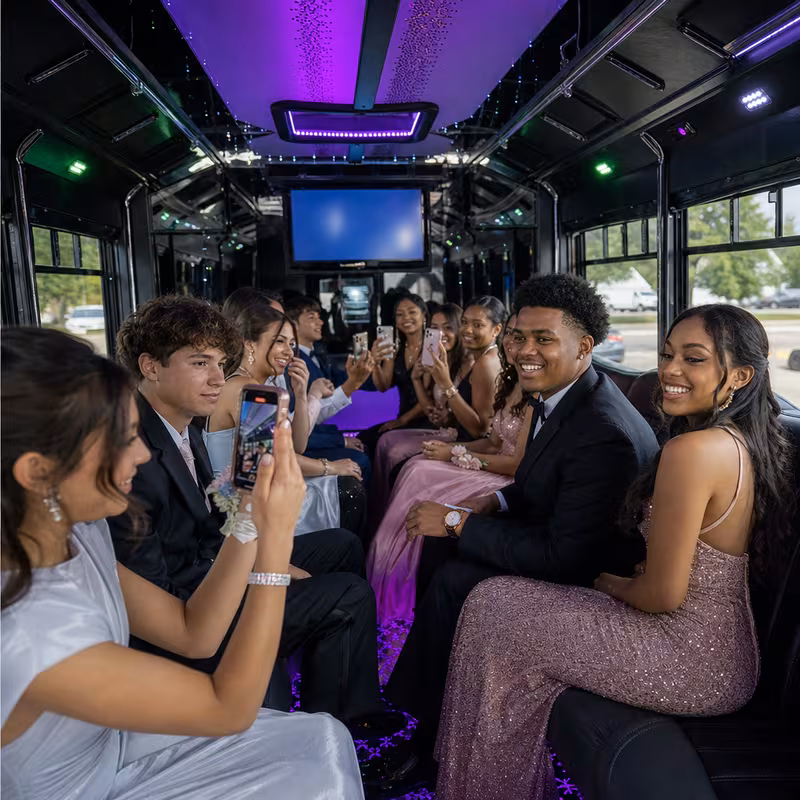 Black Mercedes Sprinter van staged for an Dallas Prom & Homecoming Transportation group